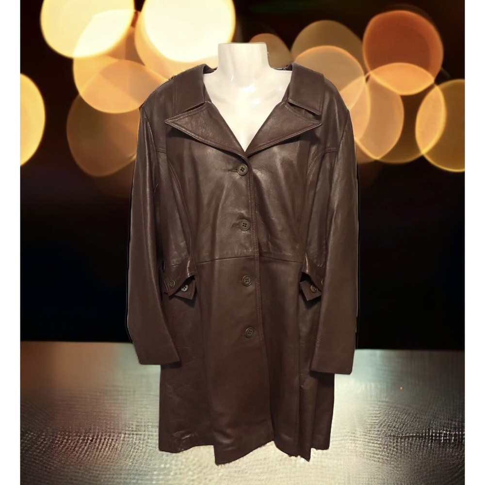 Vtg Coat Leather by‎ New England Made USA Mahogany  Hipster Classic Mod